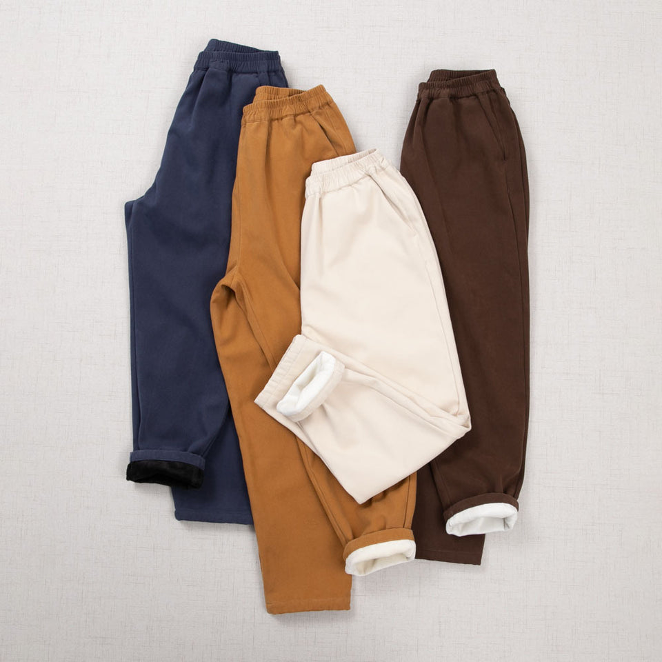 Brushed cotton inner fleece thick warm harem pants