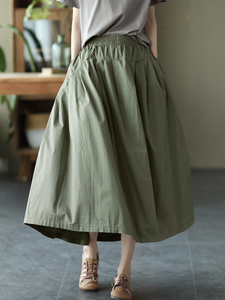 Cotton solid color big swing full skirt