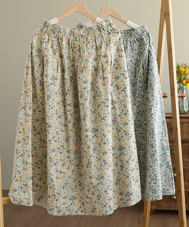 Pure cotton elegant floral print A-Line skirt