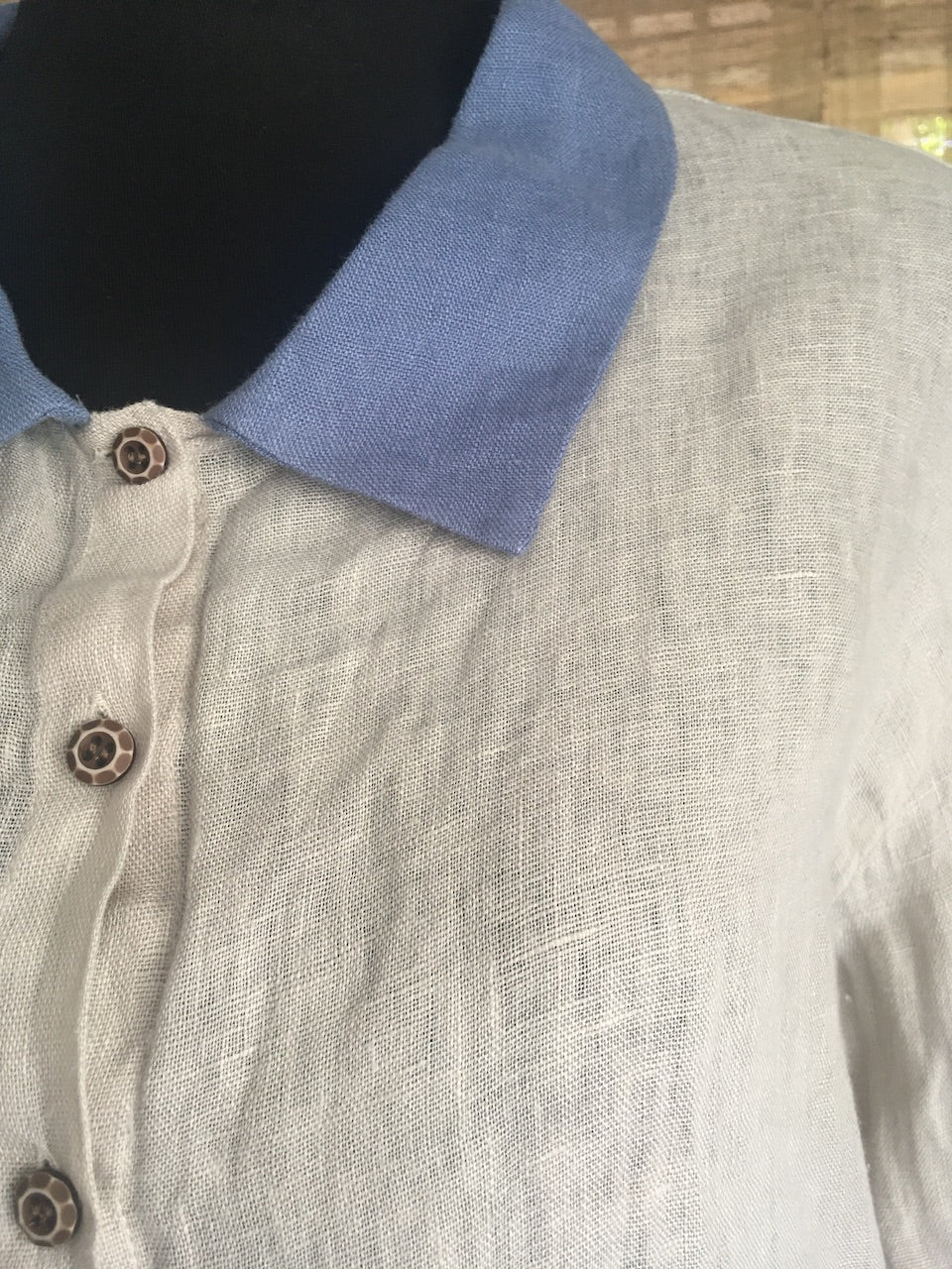 Pure linen soft blue collar elegant shirt