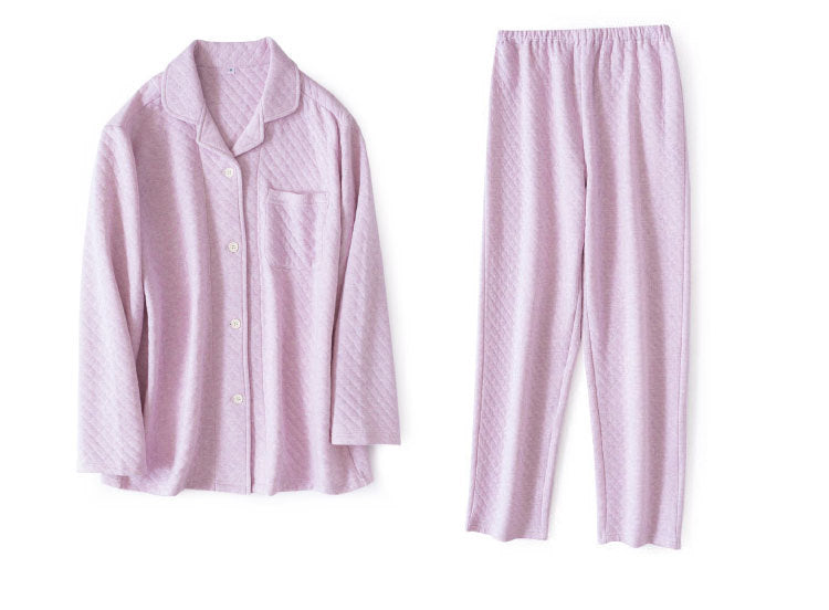 Solid color padded pajamas warm home wear suit