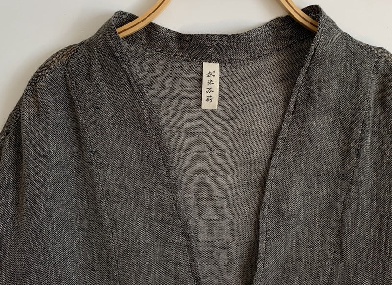 Pure linen yarn-dyed drop shoulder sun protection cardigan