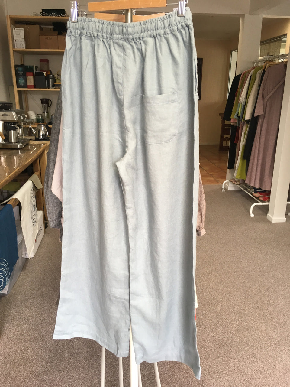 Pure linen pre-washed casual straight long pants
