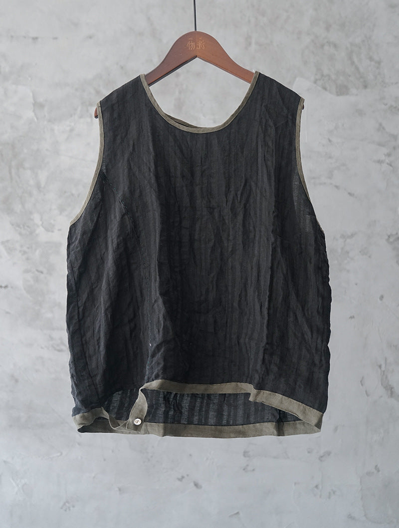 Original design color-block edge retro lattice bottoming vest