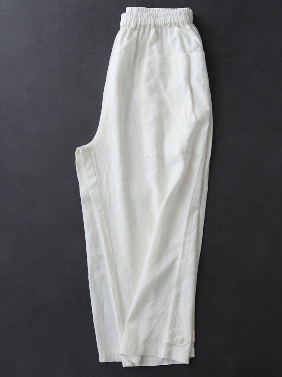 Pure linen wide-leg/taper pants two-style wearable loose straight cropped pants