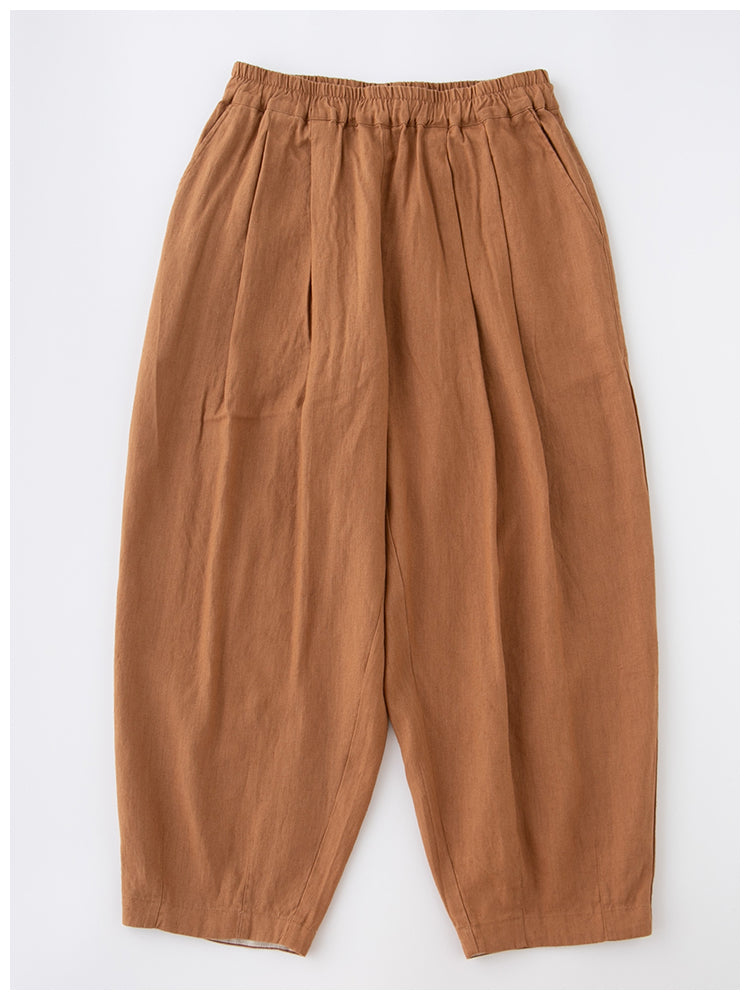 Pure linen solid color loose fit wide Leg harem pants