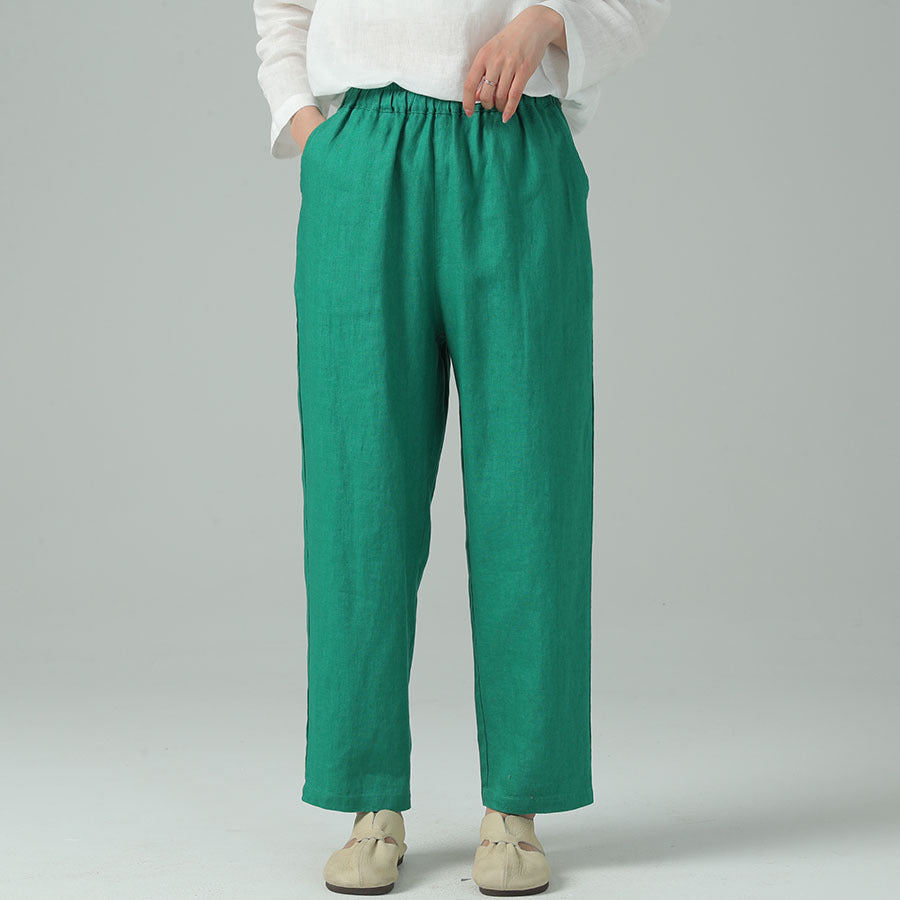 Pure linen loose large size cropped trousers harem pants