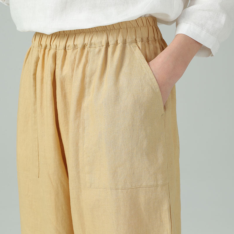 Pure linen loose fit pure colour harem pants