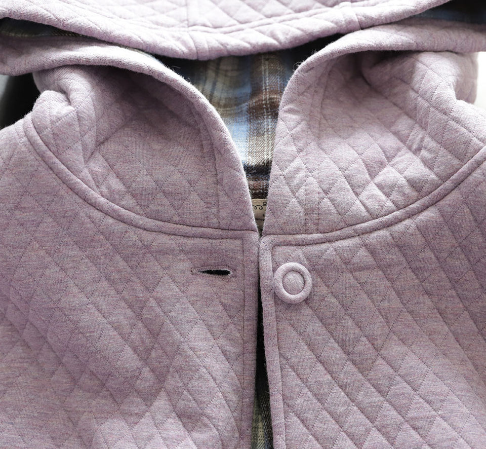 Quilted cotton jacket padded long hoodie coat