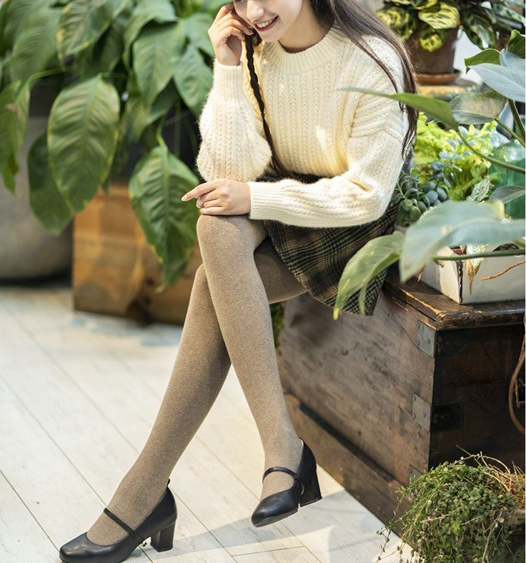 Autumn and winter bottoming macaron color cotton thick tights